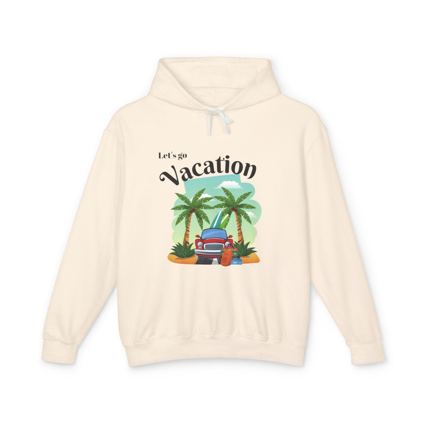 "New Vacation" Unisex Lightweight Hooded Sweatshirt, hooded, unisex, hooded sweatshirt, unisex sweatshirt, sweatshirt, hooded sweater, lightweight hoodie