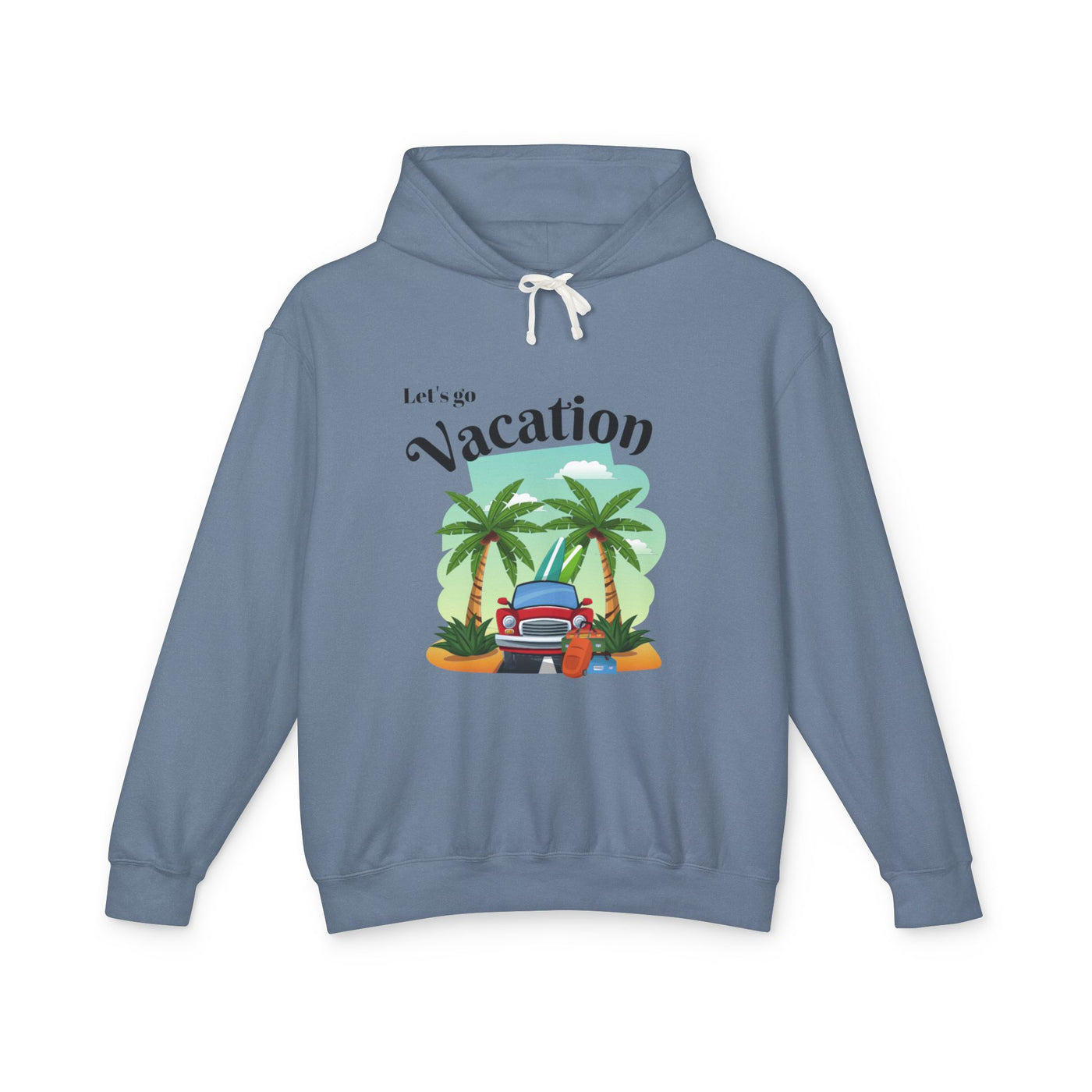 "New Vacation" Unisex Lightweight Hooded Sweatshirt, hooded, unisex, hooded sweatshirt, unisex sweatshirt, sweatshirt, hooded sweater, lightweight hoodie