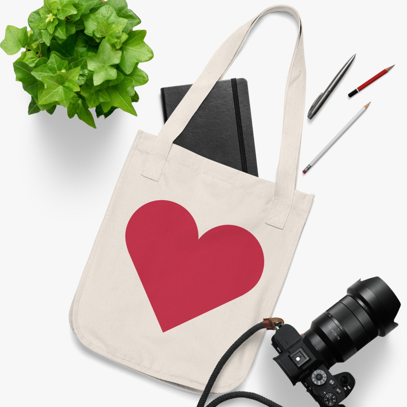 Heart Valentine Organic Canvas Tote Bag