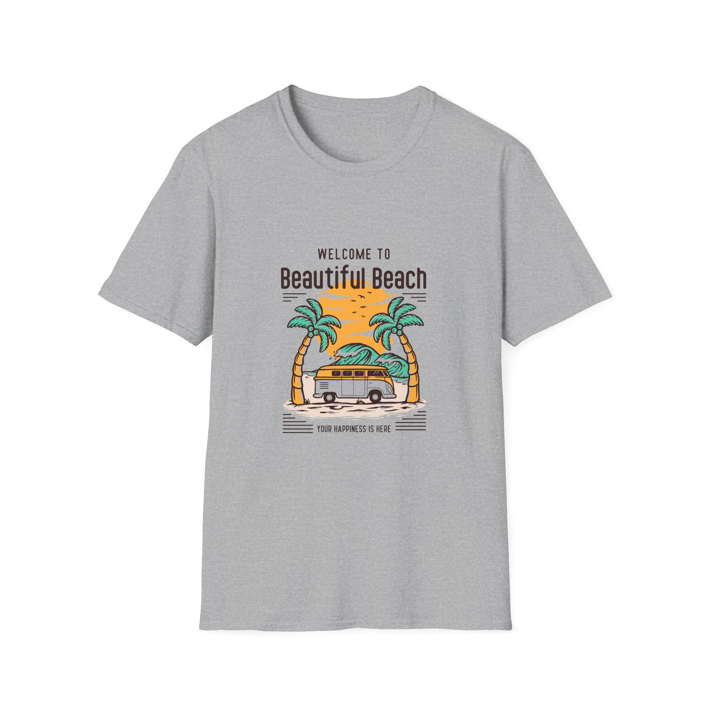 "welcome to beautiful beach" Unisex Softstyle T-Shirt, tshirt, unisex, unisex tee, unisex graphic tee, unisex shirt