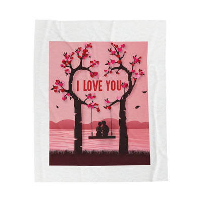 Velveteen Plush Blanket - Valentines Love Couple Bed