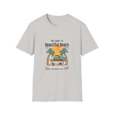 "welcome to beautiful beach" Unisex Softstyle T-Shirt, tshirt, unisex, unisex tee, unisex graphic tee, unisex shirt