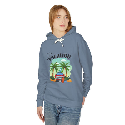 "New Vacation" Unisex Lightweight Hooded Sweatshirt, hooded, unisex, hooded sweatshirt, unisex sweatshirt, sweatshirt, hooded sweater, lightweight hoodie