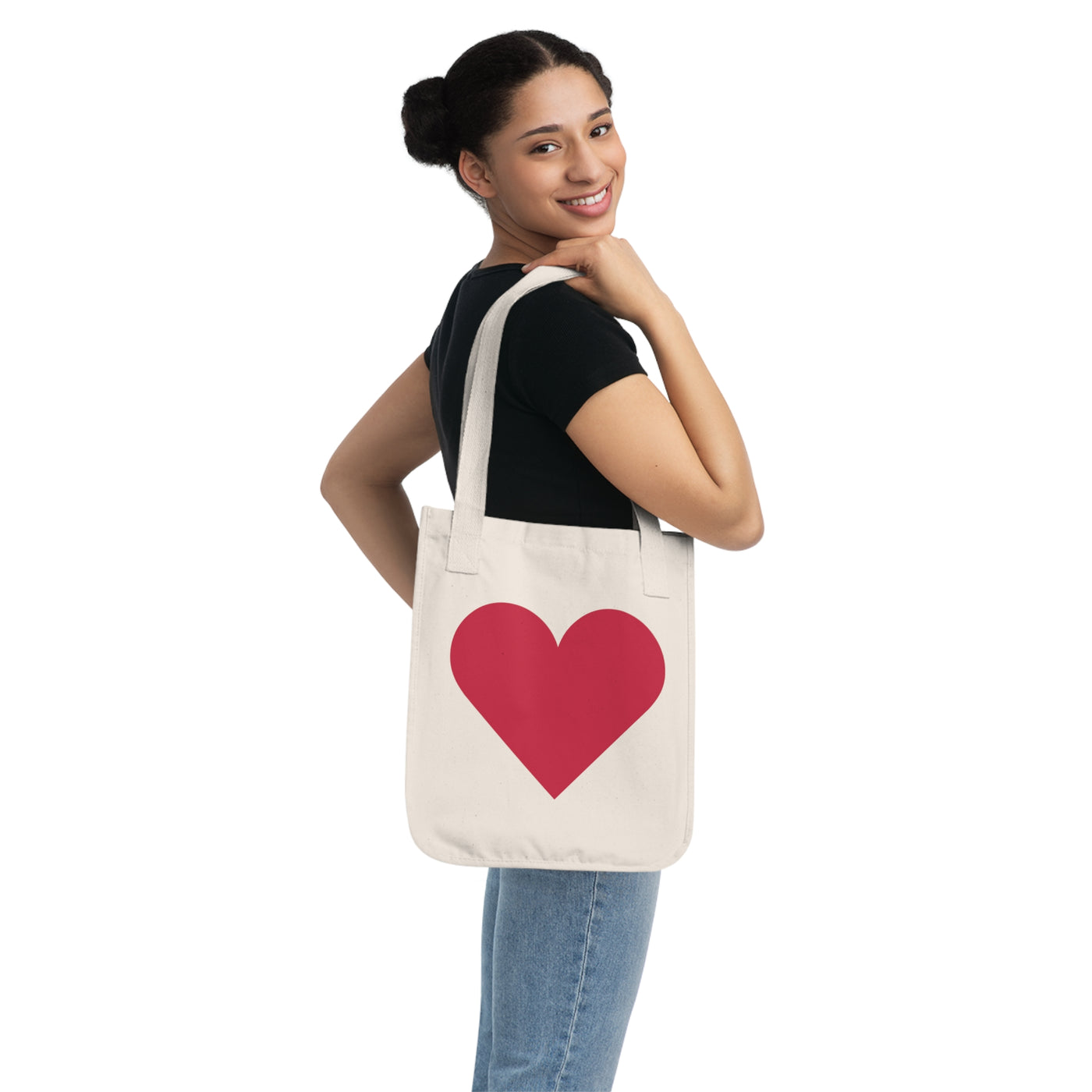 Heart Valentine Organic Canvas Tote Bag